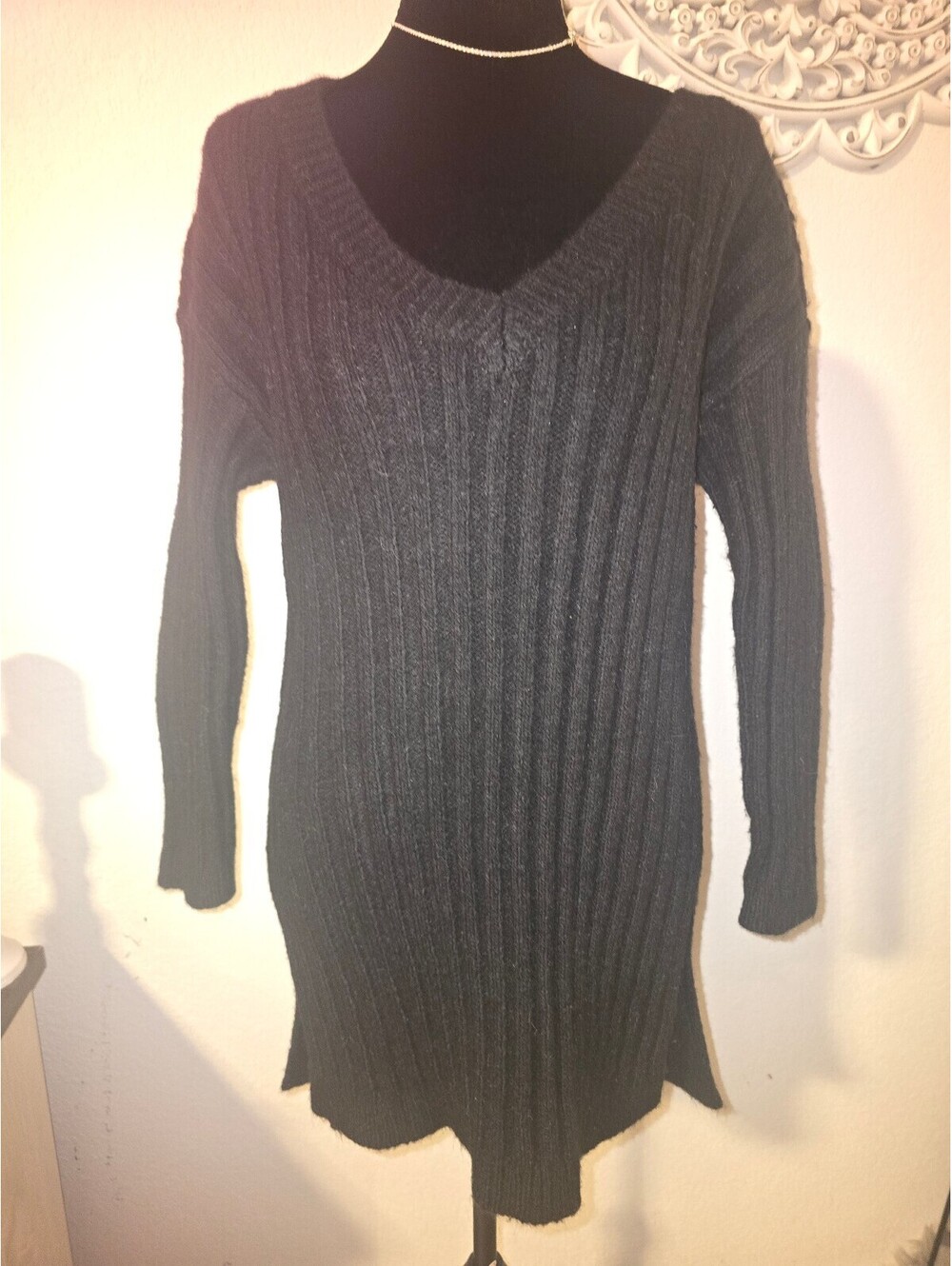 BB Dakota Steve Madden Black Ribbed Knit Sweater Dress Size S